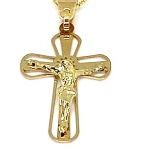 Necklace cross and chain solid gold 70% off